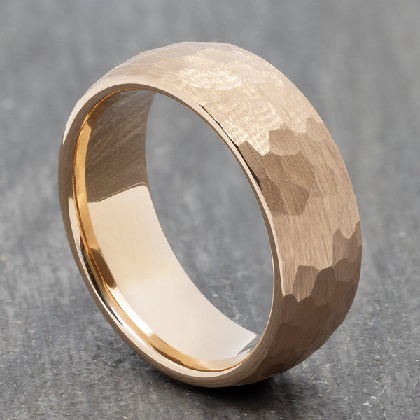 Hammered 8mm Rose Gold Tungsten Ring