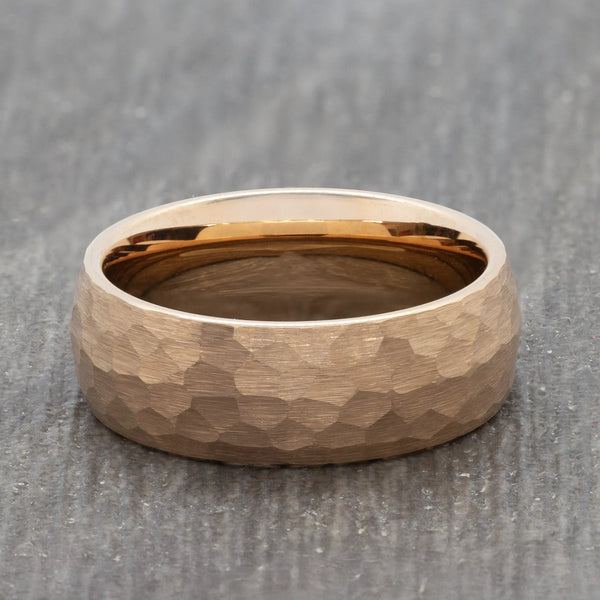 Hammered 8mm Rose Gold Tungsten Ring