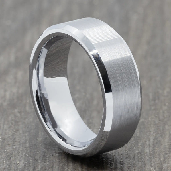 Silver 8mm Mens Tungsten Ring