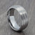 Silver Tungsten Carbide 8mm Ring with Silver Lines