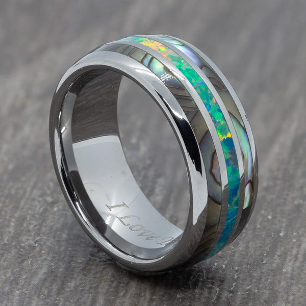 Opal and Abalone Shell Ring