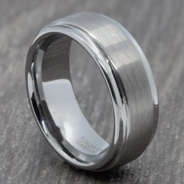 Brushed Silver 8mm Tungsten Ring