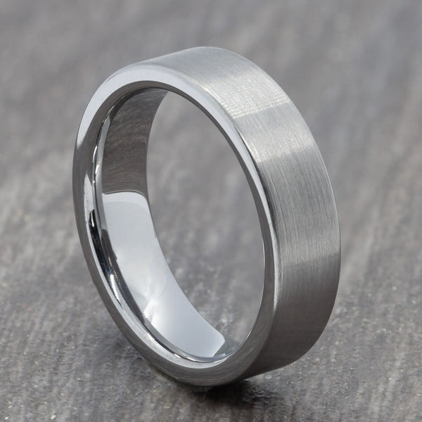 Silver 6mm Brushed Tungsten Ring