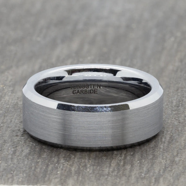 Silver 8mm Mens Tungsten Ring