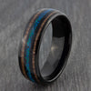 Black 8mm Tungsten Ring with Blue Opal & Wood Inlays