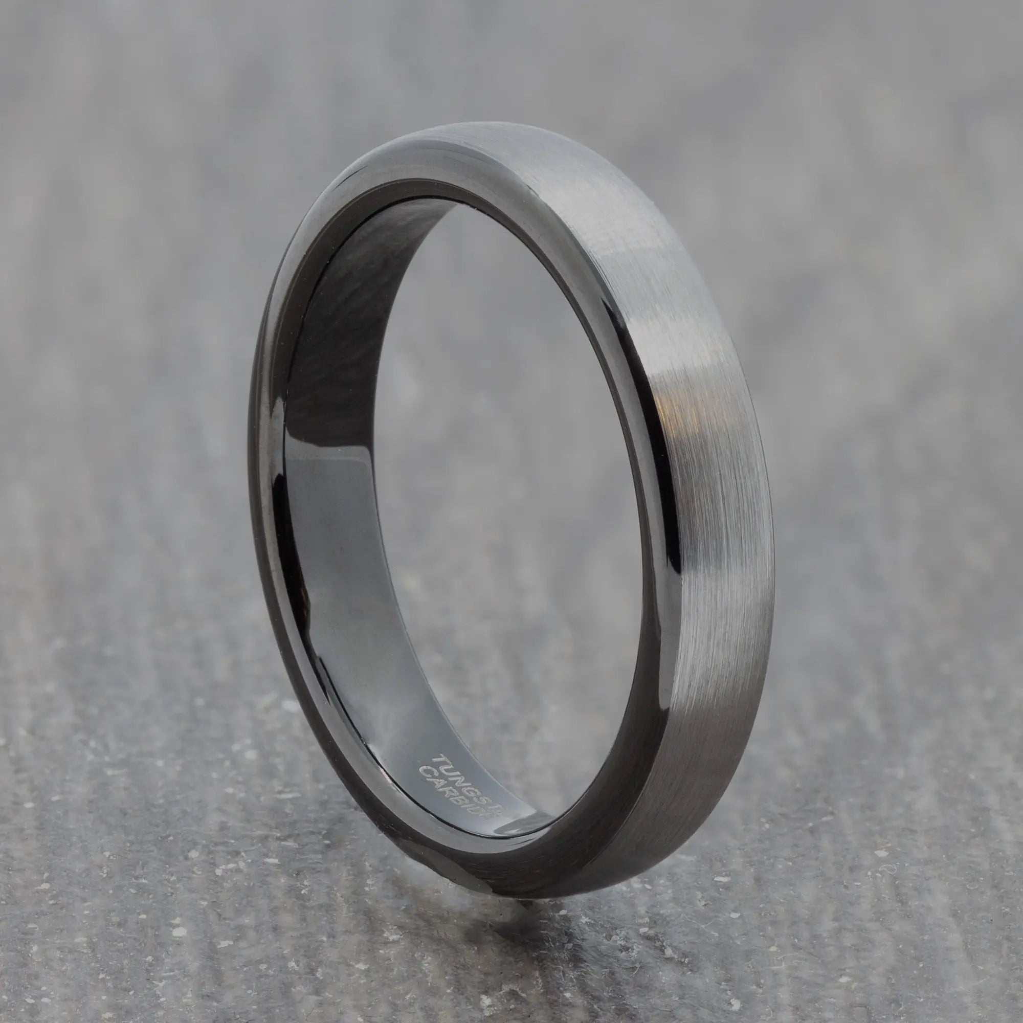 Grey 4mm Tungsten Ring with Black Inner side