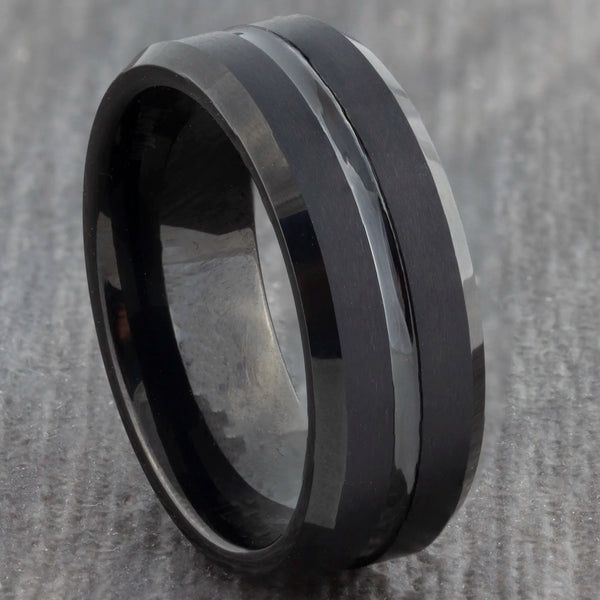 black mens tungsten ring