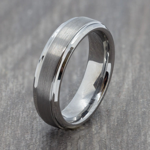 grey mens tungsten ring