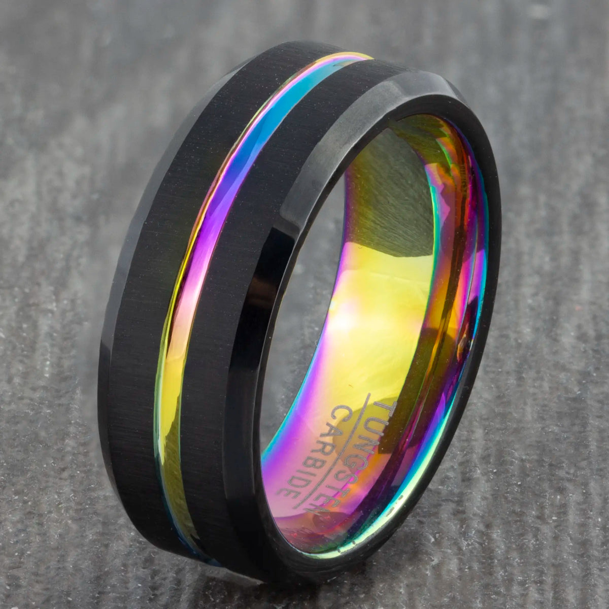 Pride Ring Mens and Womens 8mm Brushed Tungsten Band Mans Colourful