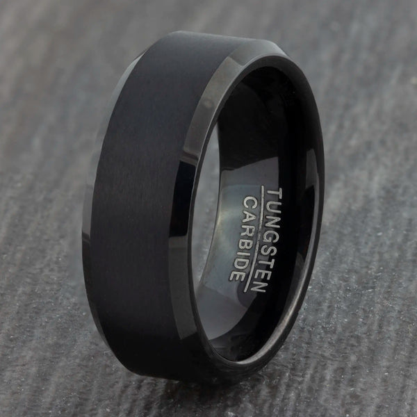 mens black tungsten ring