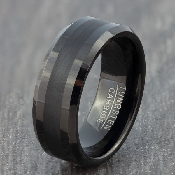mens black wedding ring