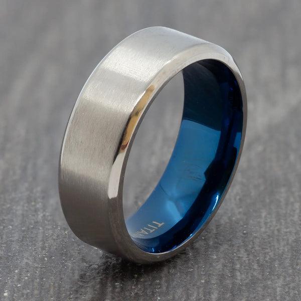 mens blue titanium ring