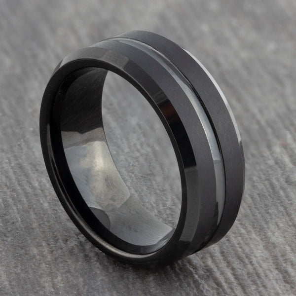 mens tungsten carbide elipse ring