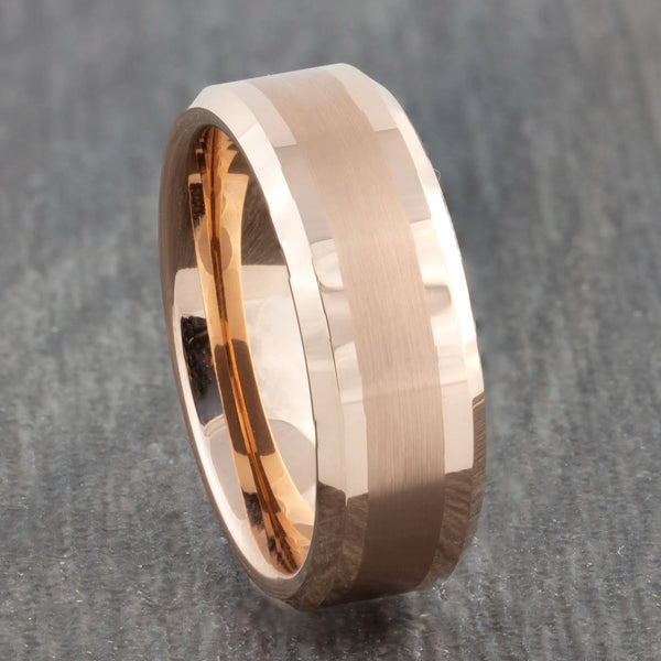 rose gold tungsten carbide ring