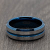 silver blue mens ring