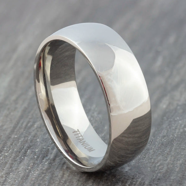 silver titanium wedding band