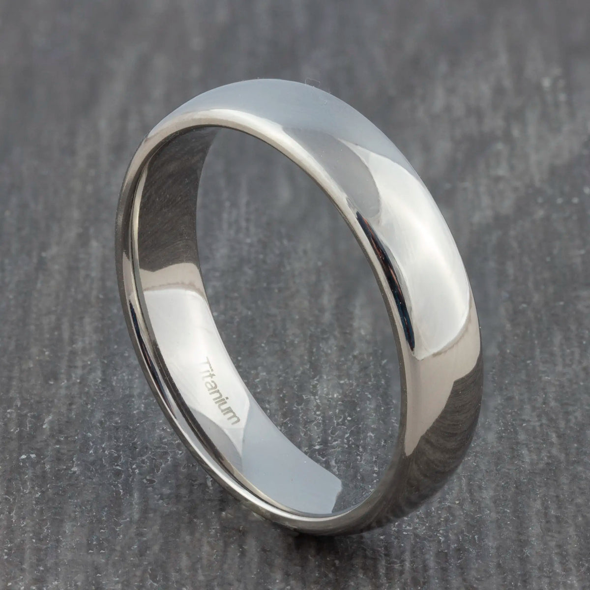 Polished Silver Titanium Ring Mens and Womens 6mm Titanium Band