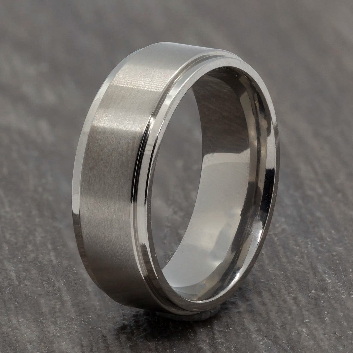 Brushed Silver 8mm Titanium Ring - Mens Womens Wedding Band Ring