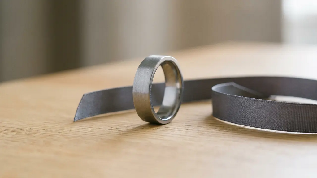 Men's ring in a gift box, bought as a surprise present