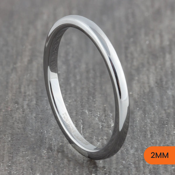 Classic Silver Tungsten Court Ring – 2mm, 3mm, 4mm, 6mm, 8mm