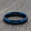 Blue 4mm Polished Titanium Ring