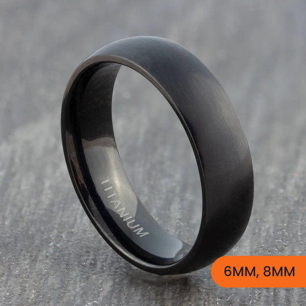 Black Titanium Matte Court Ring – 6mm, 8mm