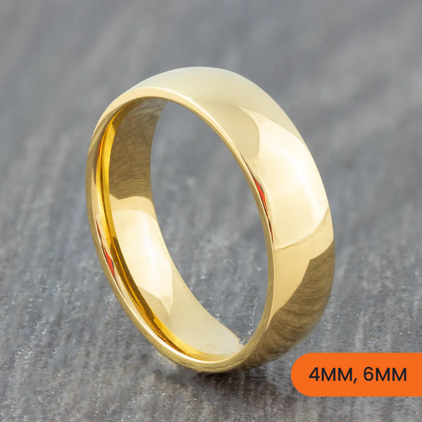 Gold Titanium Polished Court Ring – 4mm, 6mm