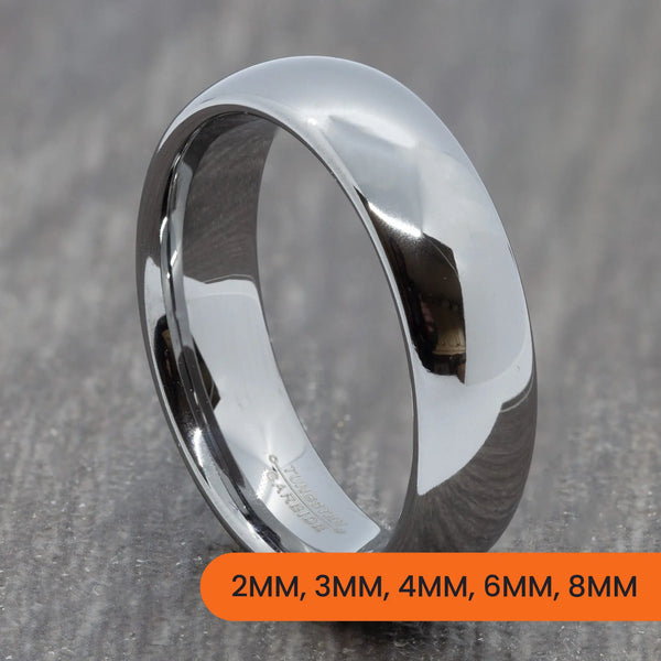 Classic Silver Tungsten Court Ring – 2mm, 3mm, 4mm, 6mm, 8mm