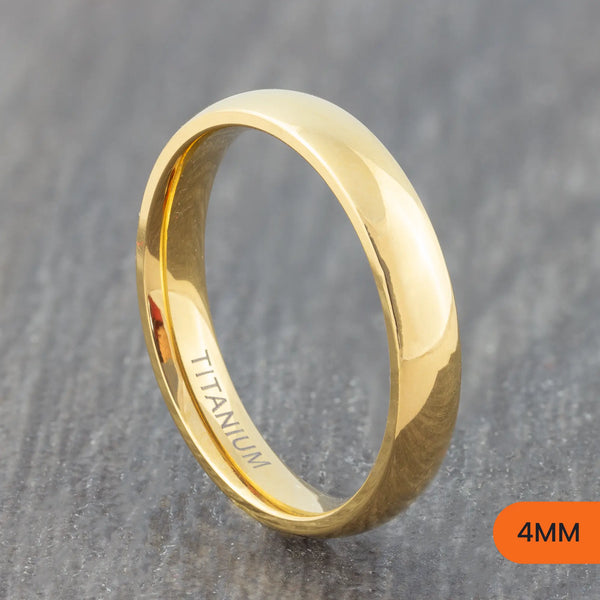 Gold Titanium Polished Court Ring – 4mm, 6mm