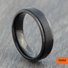 Black Titanium Court Ring with Stepped Edges – 4mm, 6mm, 8mm