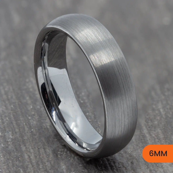 Grey Tungsten Brushed Court Ring – 6mm, 8mm