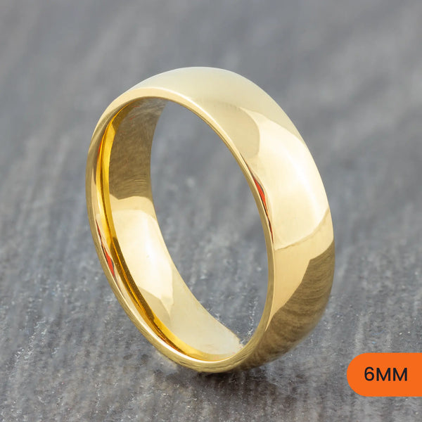 Gold Titanium Polished Court Ring – 4mm, 6mm