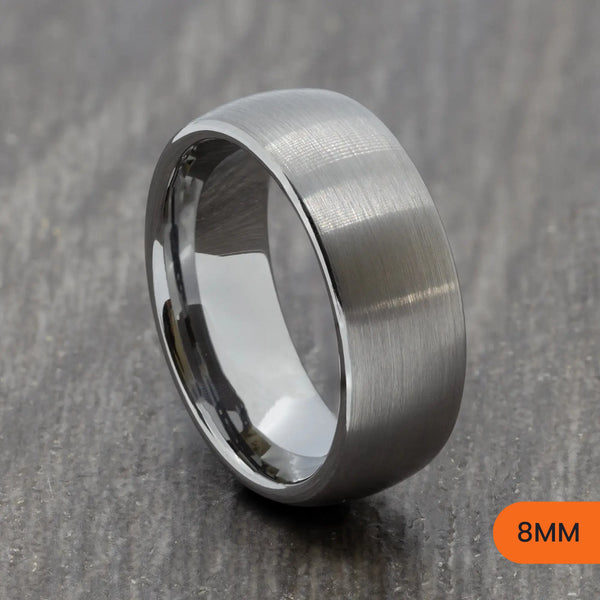Grey Tungsten Brushed Court Ring – 6mm, 8mm