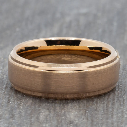 Two Tone 8mm Rose Gold Tungsten Ring