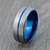 Grey & Blue Tungsten Carbide Groove Ring