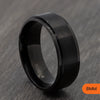Black Titanium Court Ring with Stepped Edges – 4mm, 6mm, 8mm
