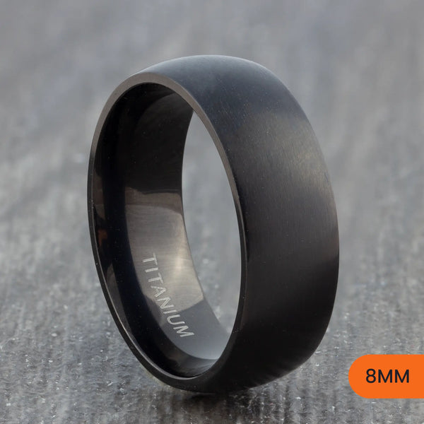 Black Titanium Matte Court Ring – 6mm, 8mm