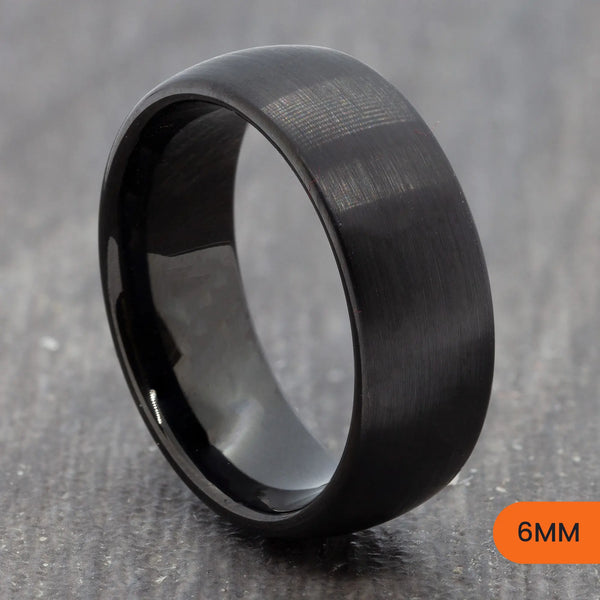 Black Tungsten Brushed Court Ring – 6mm, 8mm