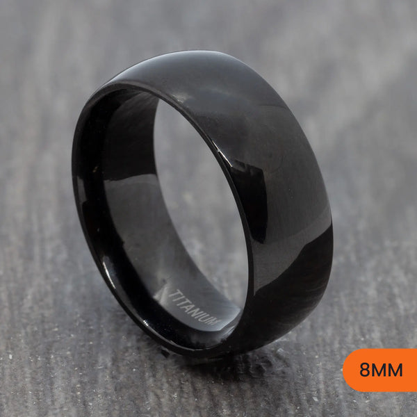 Black Titanium Polished Court Ring – 4mm, 6mm, 8mm