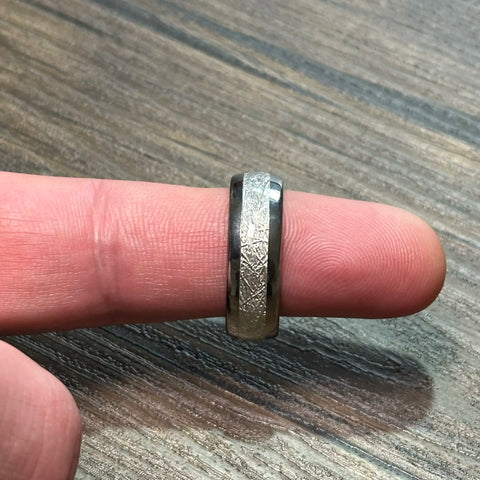 Silver 8mm Meteorite Tungsten Ring