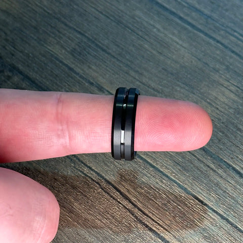 Black Tungsten Ring with Polished Groove