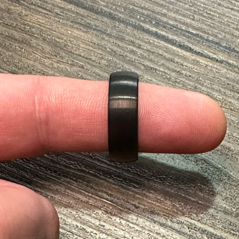 8mm Black Tungsten Ring with Rose Gold Inner side