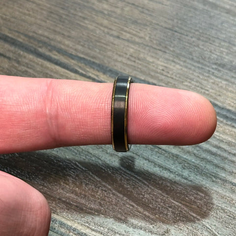 Black Tungsten 6mm Ring with Gold Plated Edges
