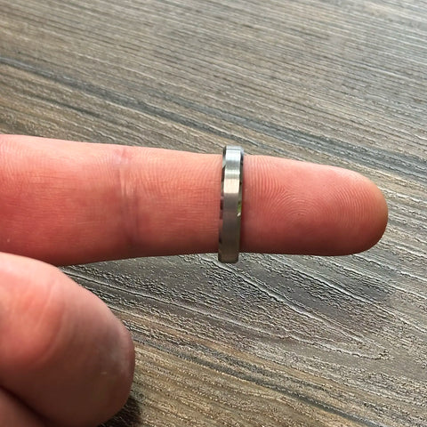 Silver 4mm Tungsten Band With Bevelled Edges
