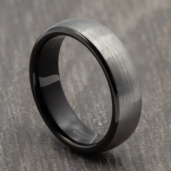 Grey 6mm Tungsten Ring with Black Inner side