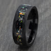 Opal & Brushed Hammered Tungsten Ring