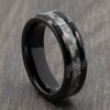 6mm Black Tungsten Ring with Grey Carbon Fibre