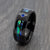 Black Tungsten Ring with Abalone and Blue CZ