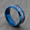 8mm Silver & Blue Celtic Tungsten Ring