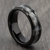 6mm Black Tungsten Ring with Grey Carbon Fibre